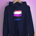 Genderfluid Pride Flag Ripped Reveal Hoodie - Navy